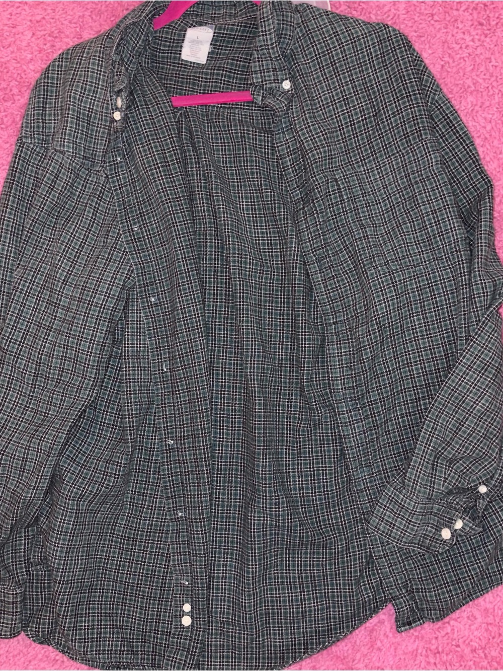 Old Navy Green and Black Plaid Button-Up Shirt
